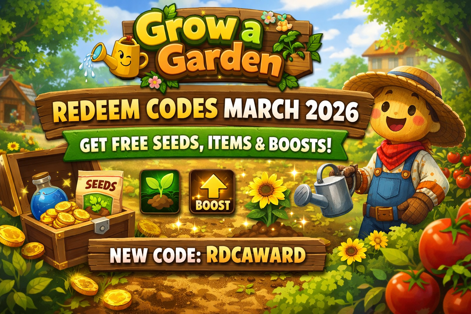 Grow a Garden Redeem Codes (March 2026): Get Free Seeds, Items & Boosts